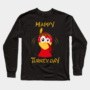 Turkey Face Funny Costume Thanksgiving Day Long Sleeve T-Shirt